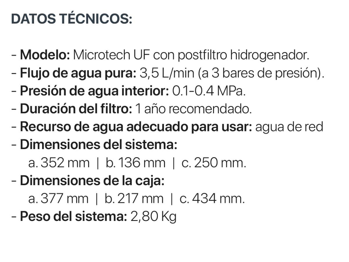 Datos Técnicos Microtech UF